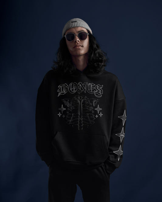 (STAR BONES) OVERSIZE HOODIE- BLACK