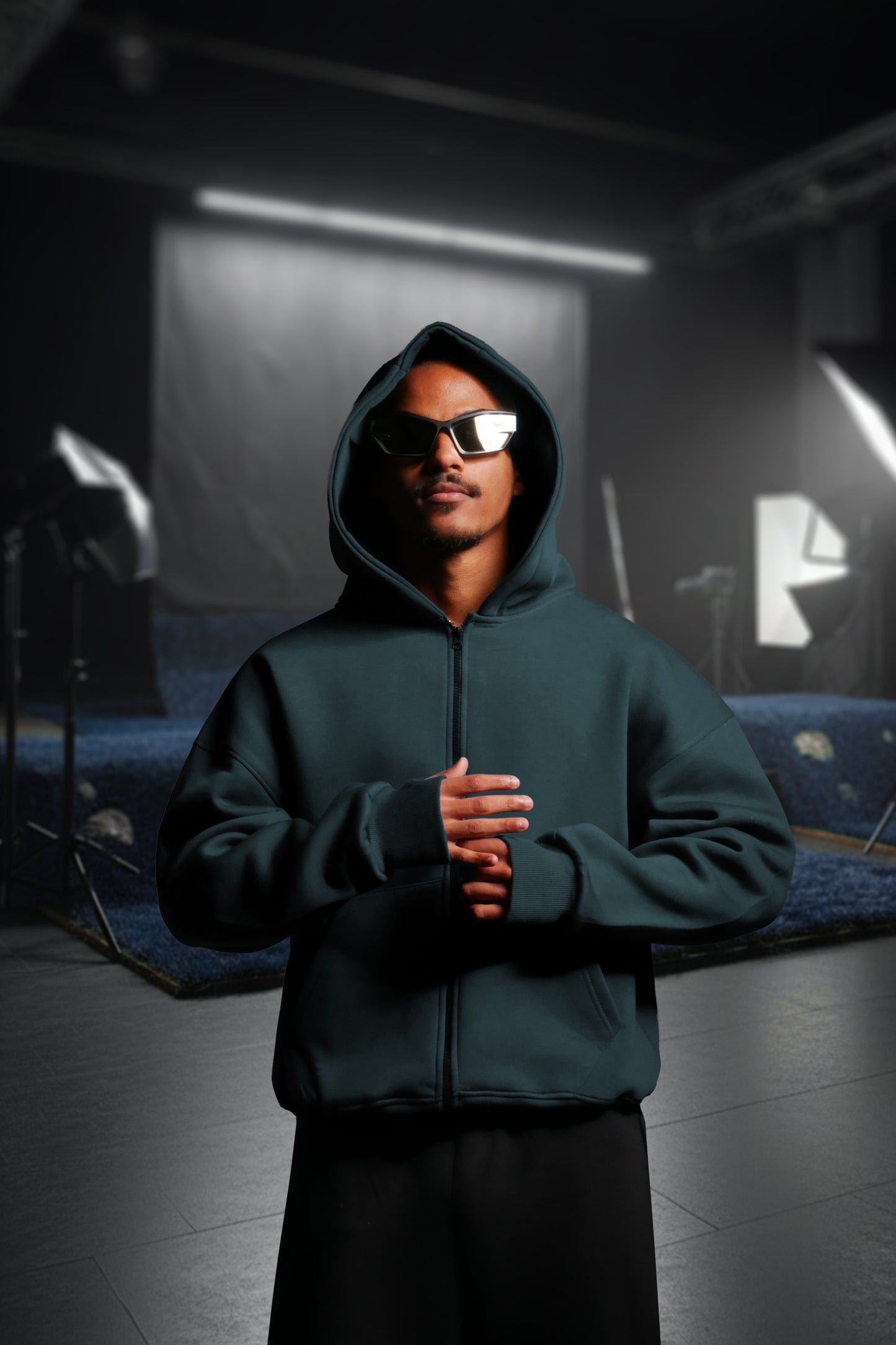 OVERSIZE ZIP UP MULTI FIT UNZO HOODIE {DARKE GREY}