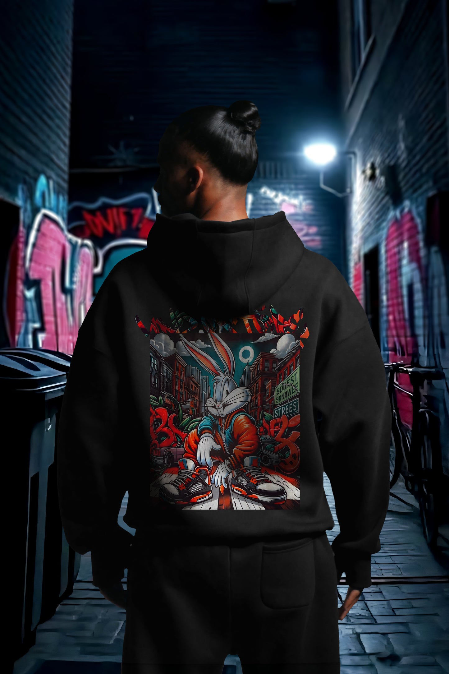MULTI FIT OVERSIZE [RED BUGZ ] HOODIE {BLACK}