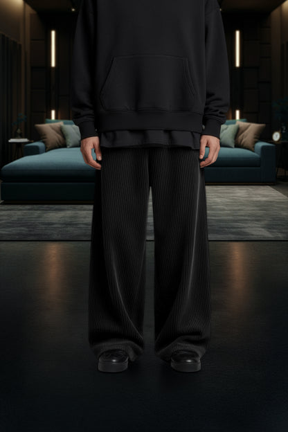 BLACK (Ribbed plush) OVERSIZE WINTER SWEATPANT