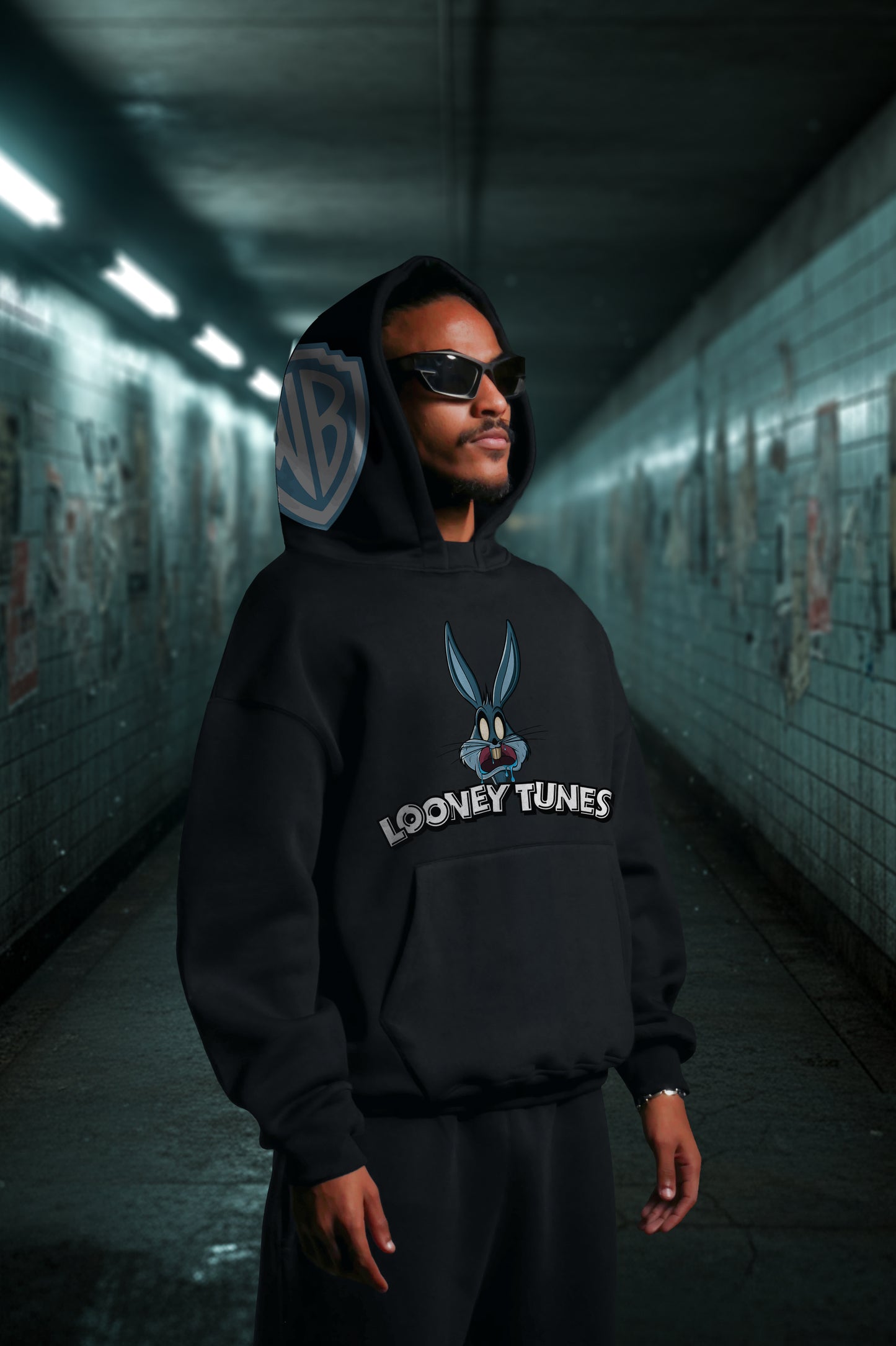 MULTI FIT OVERSIZE [BLUE BUGZ ] HOODIE {BLACK}